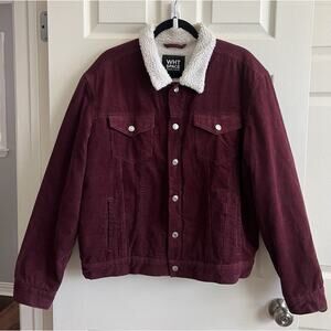 SHAUN WHITE WHT SPACE Maroon Corduroy Sherpa Lined Trucker Jacket XL Snowboard